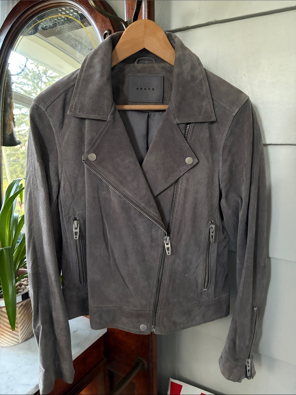 Blank NYC Gray Genuine Suede Moto Jacket